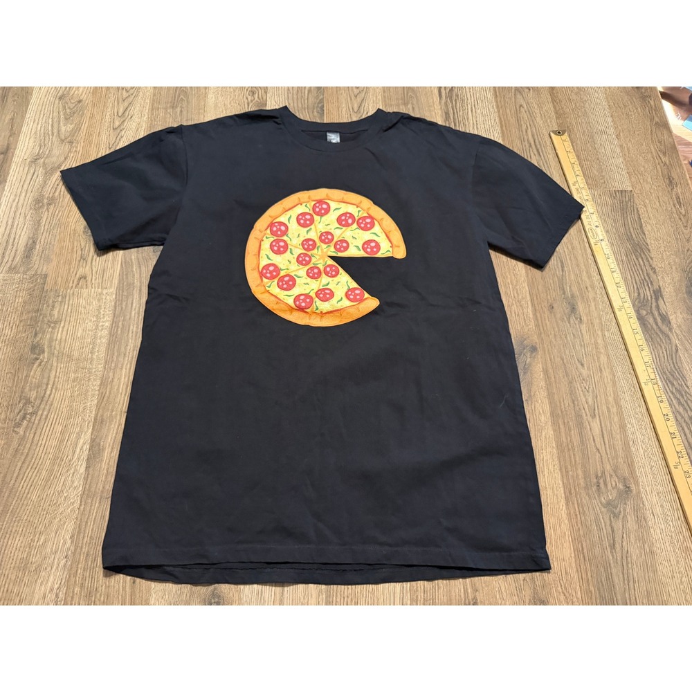AS Colour Pizza Graphic T-Shirt Mens Large Black Adult Food Lover Excellent